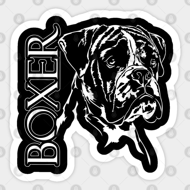 Boxer dog portrait Sticker by wilsigns